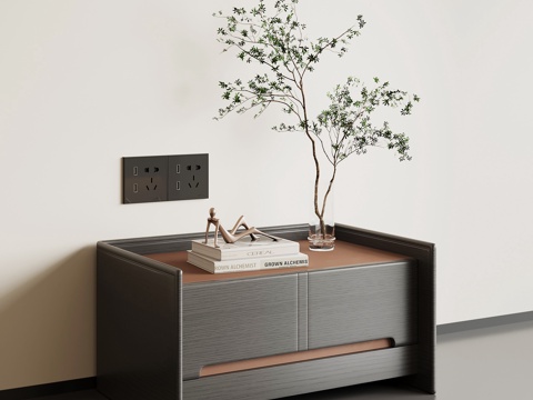  现代意式床头柜su模型 