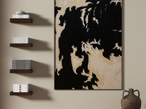  中古，复古，轻奢，侘寂，装饰画3d模型 