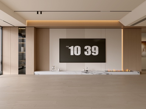  现代客厅 奶油客厅 电视背景墙 客厅背景 奶油风背景墙3d模型 