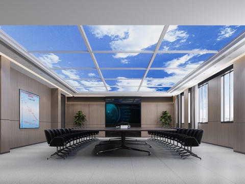  会议室桌椅3d模型 