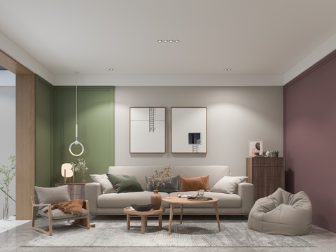  北欧客餐厅沙发餐椅3d模型 