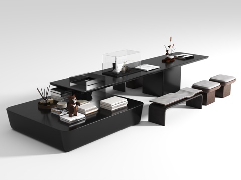  现代书桌椅组合3d模型 