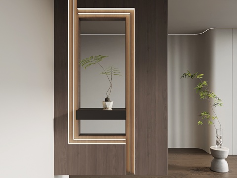  意式极简玄关柜 玄关背景su模型 