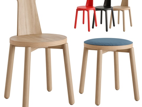  新中式木质单椅3d模型 