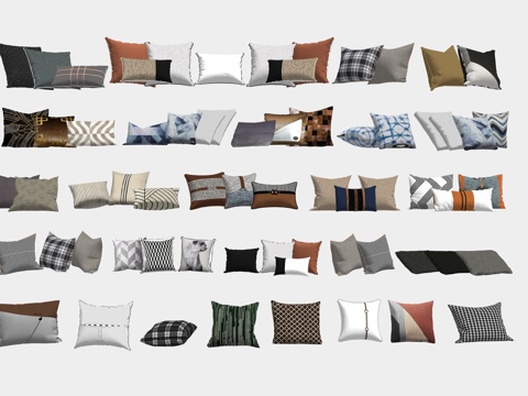 轻奢抱枕 简约抱枕 轻奢靠枕 布艺抱枕su模型