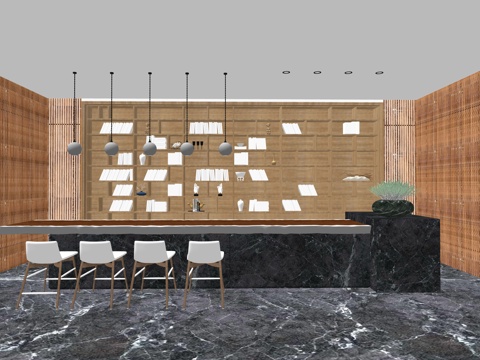 现代水吧区su模型