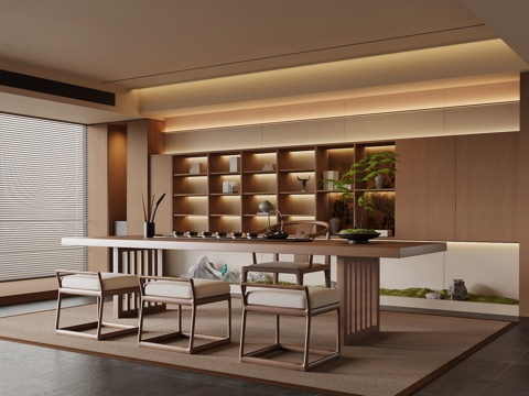  新中式茶室3d模型 