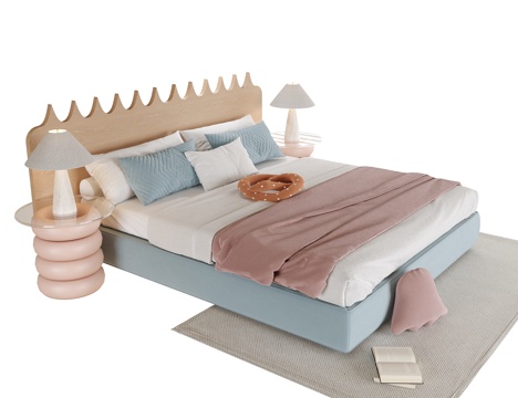  现代儿童床 儿童床头柜3d模型 