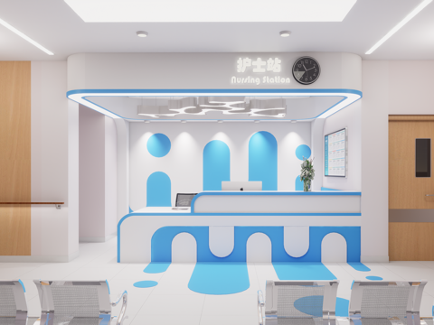 0062护士站 医院前台 咨询台 接待台su模型