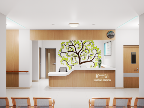 0061护士站 医院前台 咨询台 接待台su模型