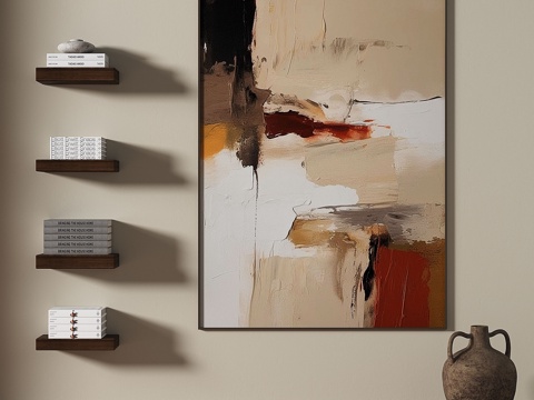  中古，复古，轻奢，侘寂，装饰画3d模型 