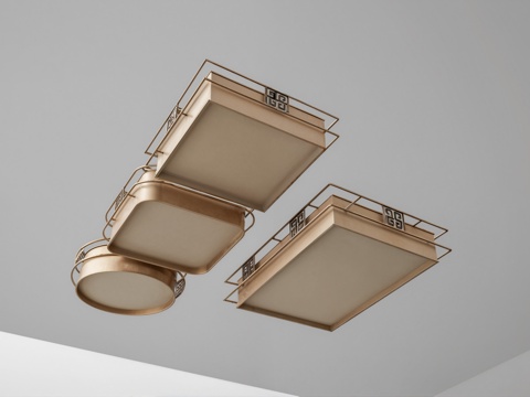 现代新中式吸顶灯su模型