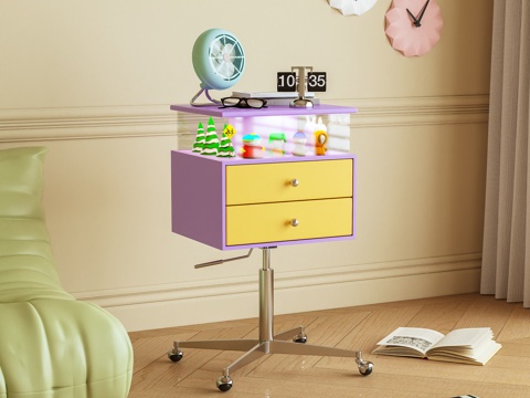 床头柜 边柜 边几 移动柜 玩偶 多巴胺3d模型