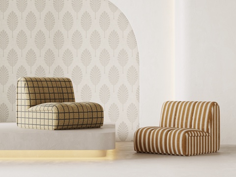 法式复古单人沙发 懒人沙发 休闲沙发su模型