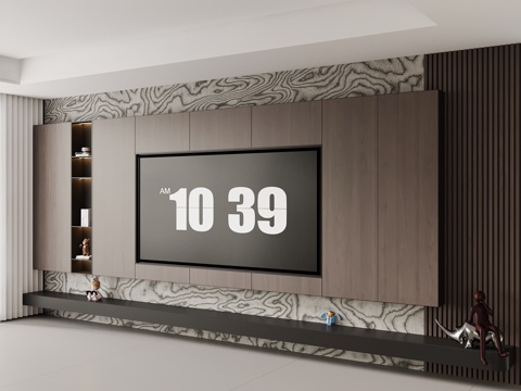 现代意式电视背景墙su模型