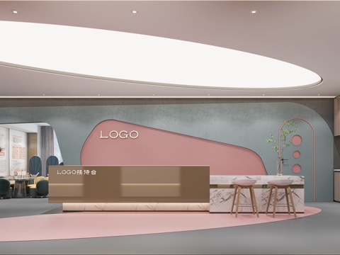  月子会所接待吧台3d模型 