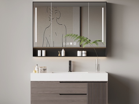 现代意式浴室柜 洗手台su模型