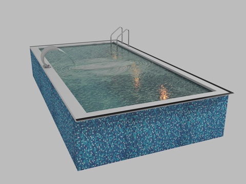  现代游泳池3d模型 