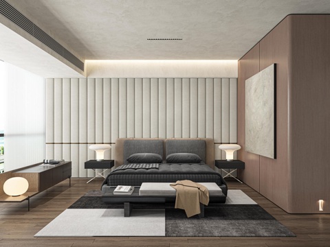  现代卧室主卧衣帽间3d模型 