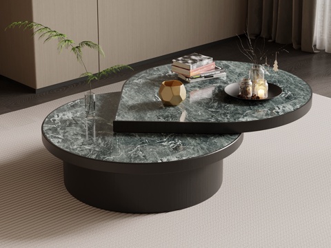  现代意式茶几 大理石茶几3d模型 