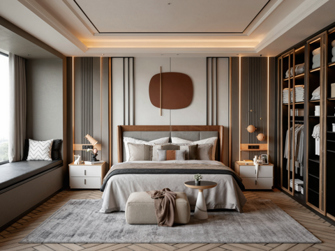  现代卧室su模型 