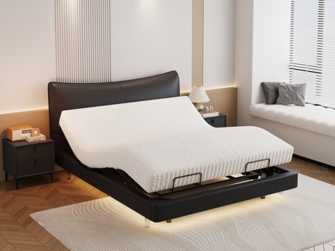  功能床 卧室家居 双人床 床头柜 极简床  装饰品 挂画3d模型 