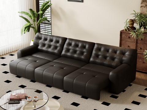  奶油风客厅 现代简约家居客厅 沙发茶几组合 皮沙发 储物柜3d模型 