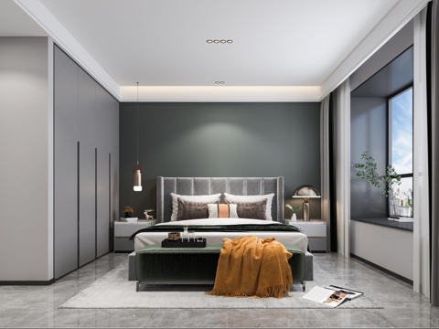  现代卧室床3d模型 