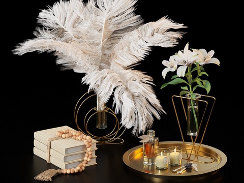  现代轻奢饰品摆件组合3d模型 