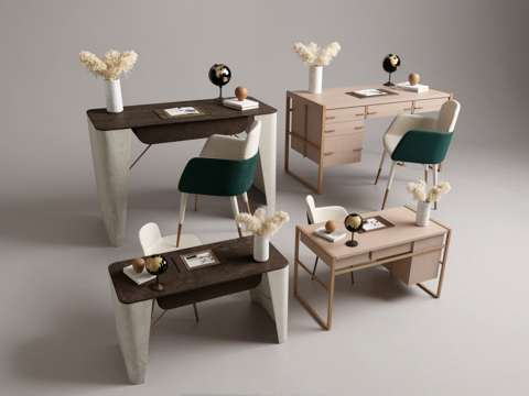 书桌椅组合susu模型