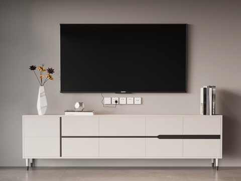  现代意式电视柜 边柜su模型 