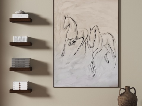  中古，复古，轻奢，侘寂，装饰画3d模型 