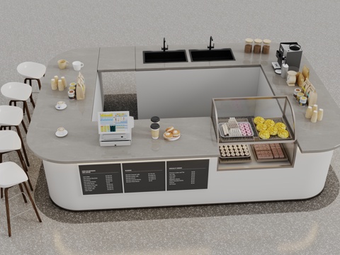  现代吧台吧椅3d模型 