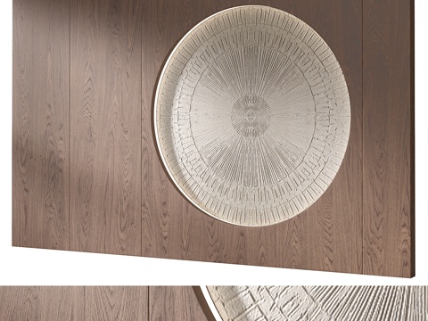  新中式侘寂装饰背景墙 装饰墙板3d模型 