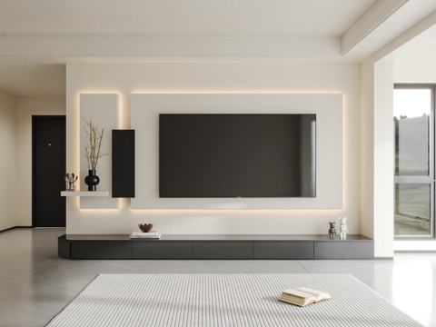  电视柜背景墙3d模型 