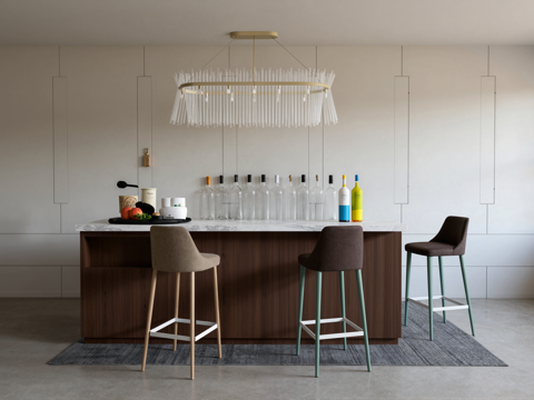 现代水吧区su模型