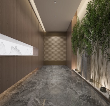  门厅过道鞋柜植物3d模型 