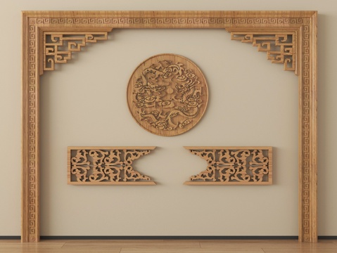  新中式门套垭口 雕花 角花3d模型 