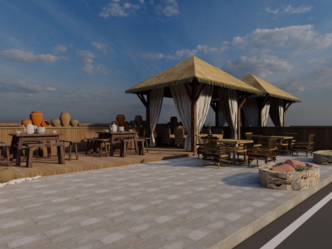  乡村院落su模型 