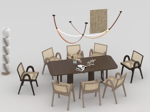  餐桌组合3d模型 