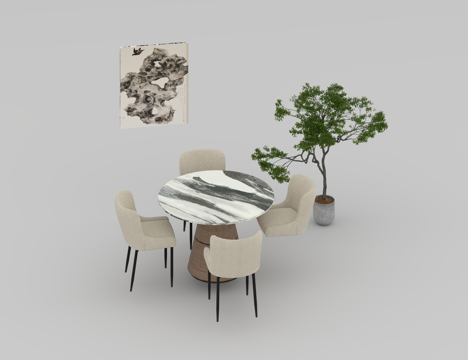  餐桌组合3d模型 