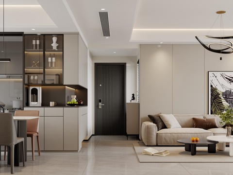  现代客餐厅3d模型 