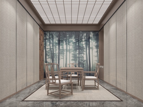  麻将室休闲区3d模型 