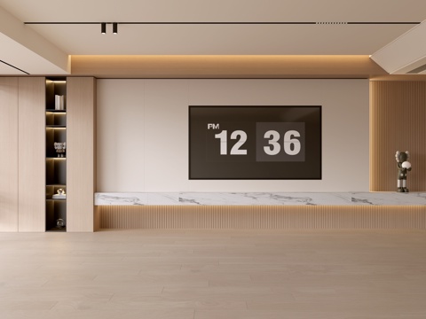  现代客厅 奶油客厅 电视背景墙 客厅背景 奶油风背景墙su模型 