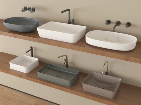  现代陶瓷台盆 台上盆 洗手洗脸盆3d模型 