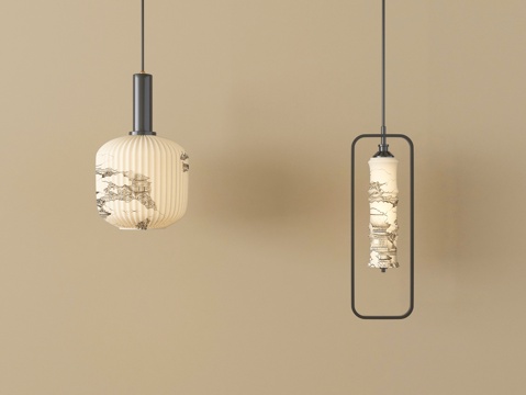 新中式吊灯 床头吊灯su模型su模型