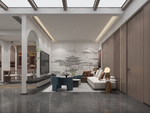  办公室门厅接待茶室3d模型 