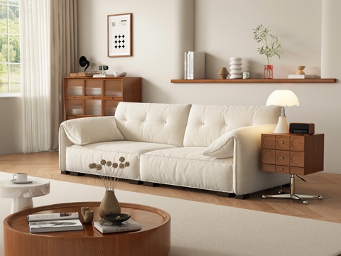  侘寂奶油风客厅 沙发3d模型 