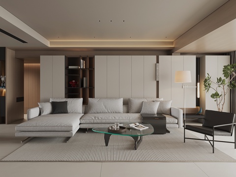 现代家居客厅su模型