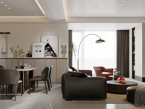  现代客餐厅3d模型 